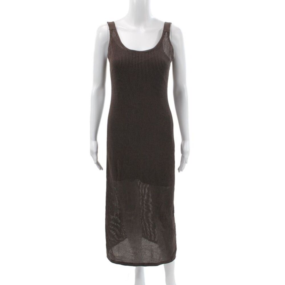 Staud Women Brown Cotton Sleeveless Scoop Neck Maxi Dress Size M
